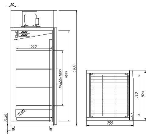 Шкаф холодильный для сыра и мяса Carboma PRO M700GN-1-G-MHC 9005 черный Шкаф холодильный для сыра и мяса Carboma PRO M700GN-1-G-MHC 9005 черный