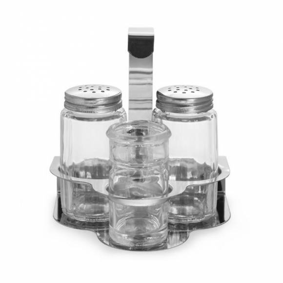 Набор для специй 3 предмета (соль, перец, зубоч) нержавеющая сталь, крюк Luxstahl [KH-308]