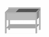 СПП2ВМ стол производственный с полкой и 2-мя ваннами 1200*400*850 гл.300 мм с бортом