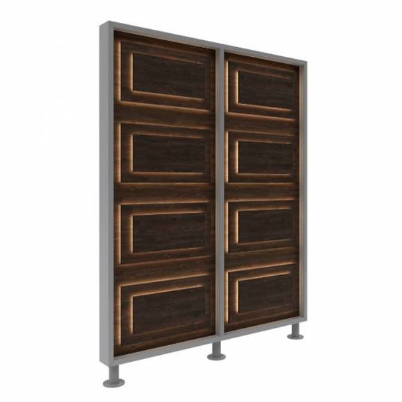 Перегородка 2-х секционная стандарт Pafos (Пафос) с подсветкой 1275х150х2025 мм