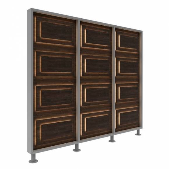 Перегородка 3-х секционная стандарт Pafos (Пафос) с подсветкой 1900х150х1650 мм