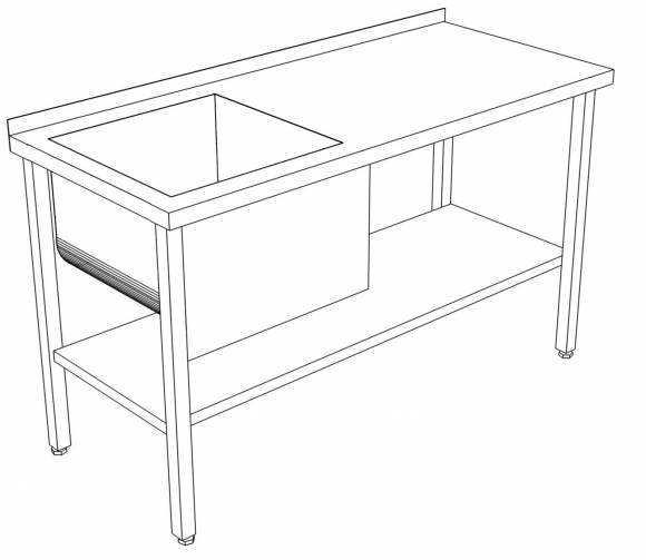 СППВМ стол производственный с полкой и ванной моечной 1000*400*850 гл.300 мм с бортом СППВМ стол производственный с полкой и ванной моечной 1000*400*850 гл.300 мм с бортом