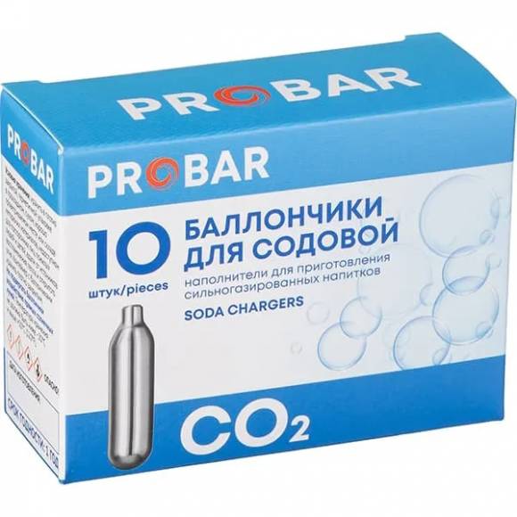 Баллончики для сифона для газирования воды (CO2) 10 шт/уп Пробар 02140705 Баллончики для сифона для газирования воды (CO2) 10 шт/уп Пробар 02140705