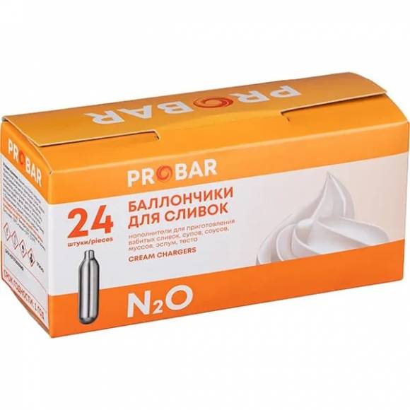 Баллончики для сифона для взбивания сливок (N2O) 24 шт/уп Пробар 02140706 Баллончики для сифона для взбивания сливок (N2O) 24 шт/уп Пробар 02140706
