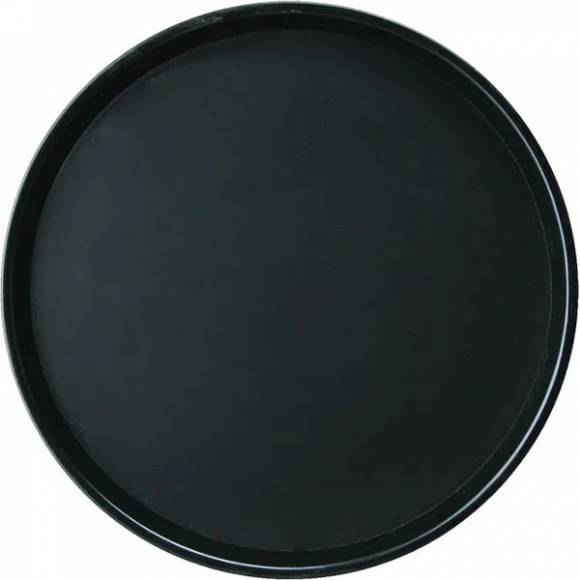 Поднос круглый черный 35,5см прорезиненный ПОЛИПРОПИЛЕН Проотель 1400ct/p/black