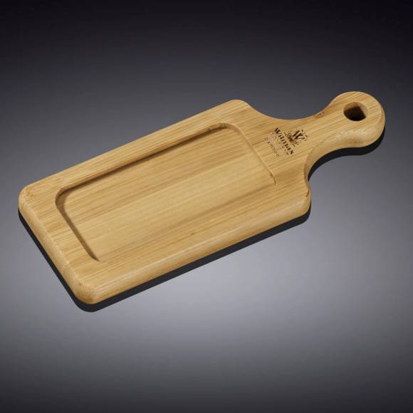 Доска для подачи прямоуг. 160*60 мм. с ручкой, бамбук Wilmax 771001 Доска для подачи прямоуг. 160*60 мм. с ручкой, бамбук Wilmax 771001
