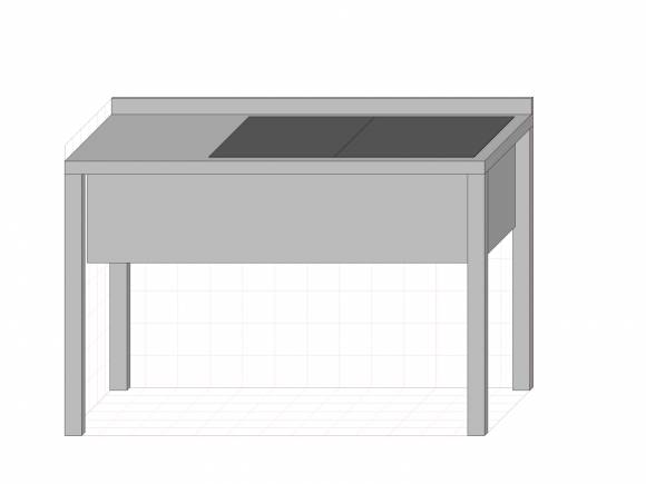 СП2ВМ стол производственный с 2-мя ваннами 1400*400*850 гл.350 мм с бортом