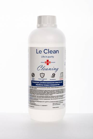 Антибактериальное средство для обработки твердых поверхностей 1л Le Clean CLEANING концентрат /12/