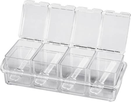 Контейнер для фруктов, специй пластик 4 ячейки прозрачный КНР