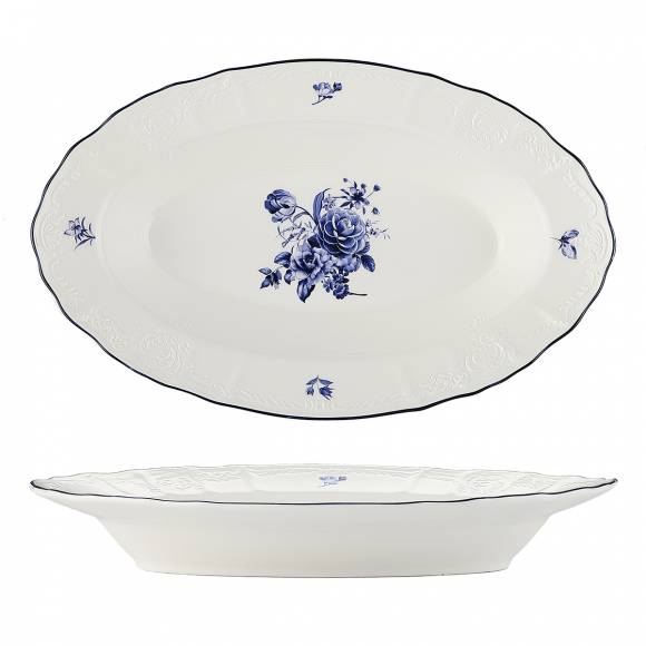 Блюдо овальное,глубокое 24*16 см, 350 мл Blue Flower P.L. Proff Cuisine NY-YQA4706-DOP-9.75X6 /6/