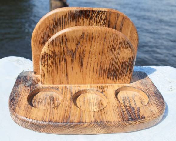 Салфетница деревянная с тремя выемками под специи