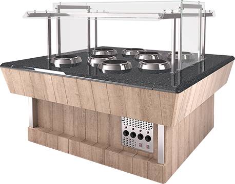 Мармит для первых блюд Refettorio (шведский стол сдвоенный) RМ41SD2 каменная столешница 4 супницы Мармит для первых блюд Refettorio (шведский стол сдвоенный) RМ41SD2 каменная столешница 4 супницы