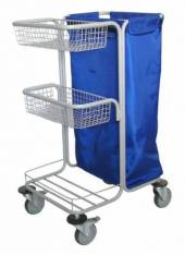 Тележка для уборки ТУ9 ОЛДАК полка, 2 сетчатые корзины, мешок 110л