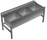 ВМ3 Ванна моечная сварная 3-секционная 1600*745*850мм гл.300, углубление, зацеп ВМ3 Ванна моечная сварная 3-секционная 1600*745*850мм гл.300, углубление, зацеп