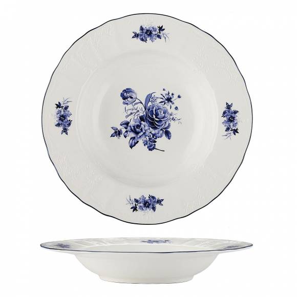 Тарелка глубокая 23 см, 350 мл Blue Flower P.L. Proff Cuisine NY-YQA4706-BP-9X6 /6/
