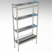 Стеллаж для сушки терелок и стаканов 4-х уровневый (3 Ст+1 Тар) 700*300*1700 (НЕРЖ)