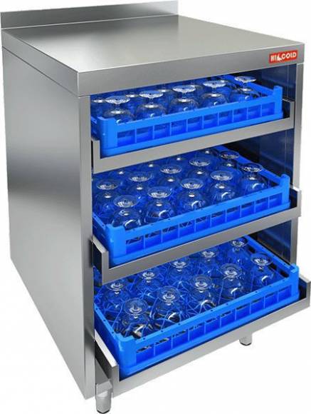 Стол открытый для посудомоечных корзин с бортом Hicold НБМКБ-6/6Б