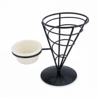 Корзинка конусная д/подачи с держателем для соусника металл 12*21см P.L. 81200193