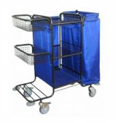 Тележка для горничных ТГ1 ОЛДАК 3 сетчатые полки, 2 сетчатые корзины, подставка, мешок 110л