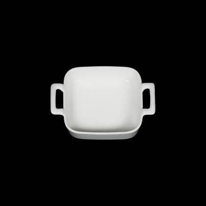 Соусник-сковорода 90мл 68х68мм квадратная с двумя ручками Corone Cottura фарфор LQ-QK15090A фк015