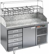 Стол холодильный для пиццы Hicold PZ4-1/GN камень (R290) без витрины Стол холодильный для пиццы Hicold PZ4-1/GN камень (R290) без витрины