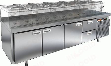 Стол холодильный HICOLD GN 1112/TN LT 3 двери 2 ящика Стол холодильный HICOLD GN 1112/TN LT 3 двери 2 ящика