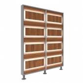 Перегородка 2-х секционная стандарт EcoWood (ЭкоВуд) с подсветкой 1275х150х2025 мм Перегородка 2-х секционная стандарт EcoWood (ЭкоВуд) с подсветкой 1275х150х2025 мм