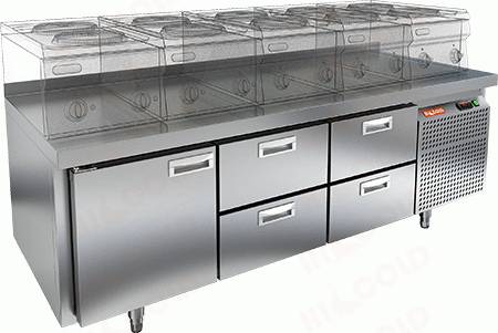 Стол холодильный HICOLD GN122/TN LT 1 дверь 4 ящика