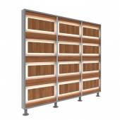 Перегородка 3-х секционная стандарт EcoWood (ЭкоВуд) с подсветкой 1900х150х2025 мм Перегородка 3-х секционная стандарт EcoWood (ЭкоВуд) с подсветкой 1900х150х2025 мм