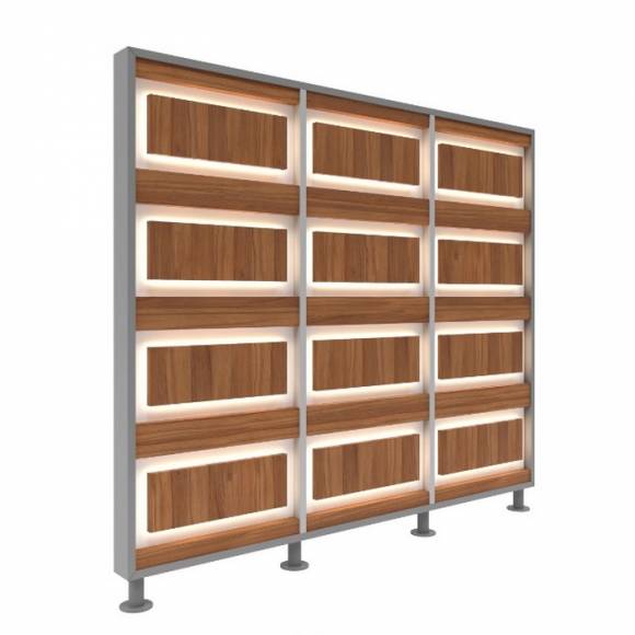 Перегородка 3-х секционная стандарт EcoWood (ЭкоВуд) с подсветкой 1900х150х2025 мм Перегородка 3-х секционная стандарт EcoWood (ЭкоВуд) с подсветкой 1900х150х2025 мм