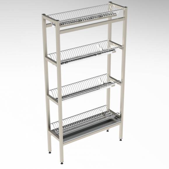 Стеллаж для сушки тарелок 4-х уровневый 500*300*1700 (НЕРЖ)