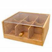 Контейнер для пакетиков чая 6 отд. 22*21*10 см. бамбук с пластик. прозрачной крышкой VB FIH 678 Контейнер для пакетиков чая 6 отд. 22*21*10 см. бамбук с пластик. прозрачной крышкой VB FIH 678