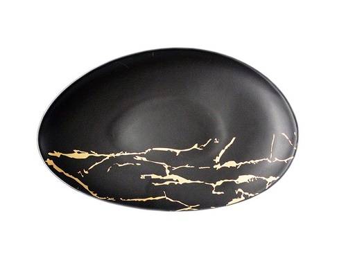 Тарелка 300х190мм черный фарфор Black Gold P.L. 81223171 /4/