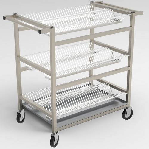 Тележка для сушки тарелок 3-х уровневая с поддоном 1000*600*1100 (НЕРЖ), колеса 125мм