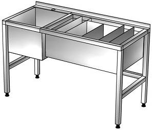 Барная станция 1200*600*850, с бортом, ванной моечной гл. 300, нерж.