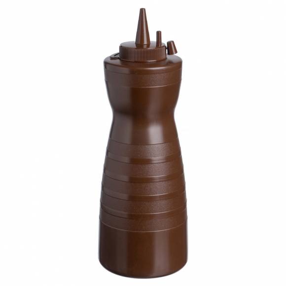 Бутылка для соуса пластиковая 700мл фигурная с крышкой коричневая MGprof 1748/24/