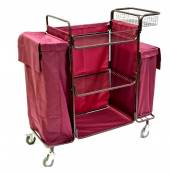 Тележка для горничной ТГР 6 ОЛДАК разборная, бордовый мешок 120л Тележка для горничной ТГР 6 ОЛДАК разборная, бордовый мешок 120л
