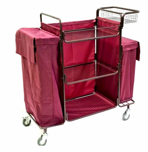 Тележка для горничной ТГР 6 ОЛДАК разборная, бордовый мешок 120л Тележка для горничной ТГР 6 ОЛДАК разборная, бордовый мешок 120л