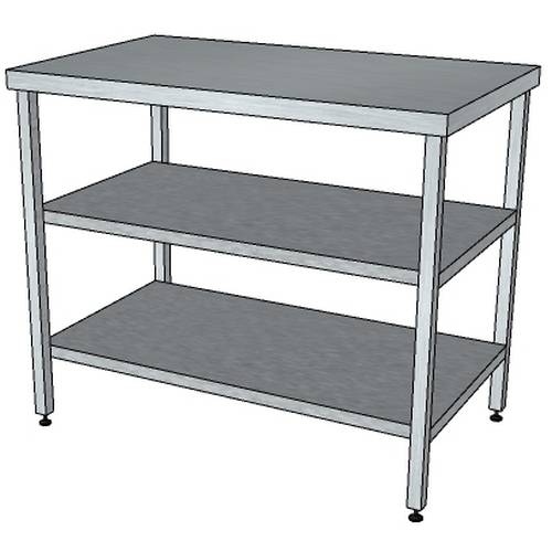 СП2П стол производственный с 2-мя полками и без борта 600*800*850 СП2П стол производственный с 2-мя полками и без борта 600*800*850