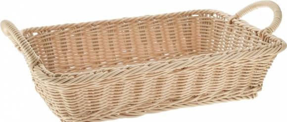 Корзина для хлеба прямоуг. 44*34 см. h=16 см. с ручками бежевая полиротанг MGprof 75319