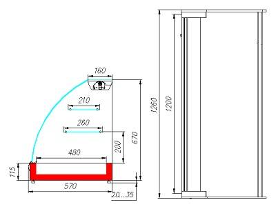 Витрина нейтральная Арго A57 N 1,2-1 (1,2 Арго XL) цвет под заказ