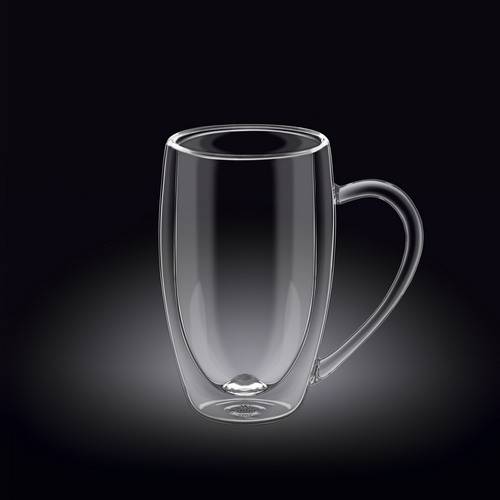 Стакан с ручкой 300мл с двойными стенками Thermo Glass Wilmax 888740