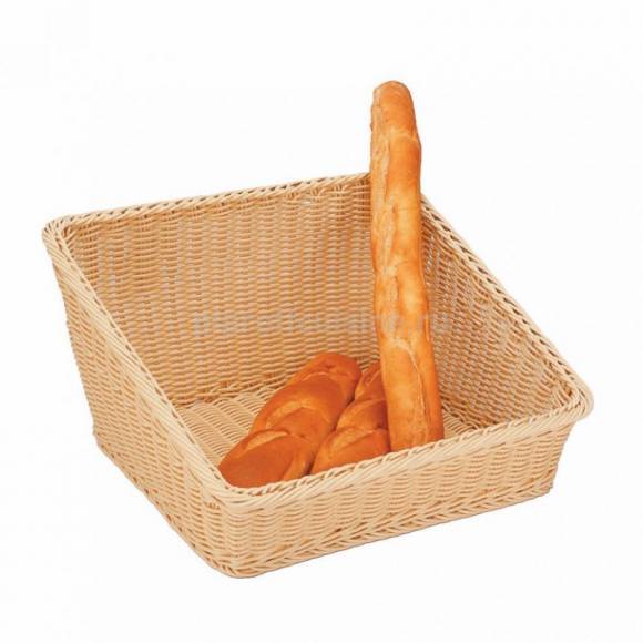 Корзина для хлеба квадрат. 43*43 см. h=14/24 см. с приподнятым краем бежевая полиротанг MGprof 75312