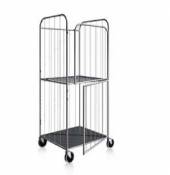 Тележка-стеллаж для белья ТБ12.2 ОЛДАК сетчатый, 2 дверцы, откидная полка