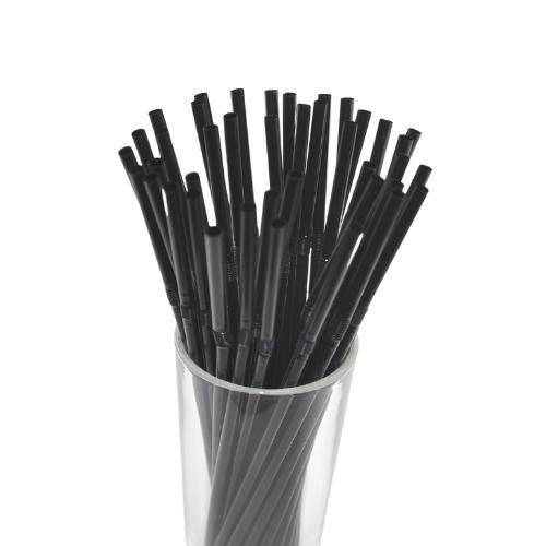 Трубочка для коктейля 0,5х21см черная с гофрой 1000шт/уп  в ПВХ коробе