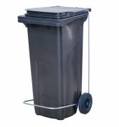 Бак для мусора 120 л. 55*45*96 см. серый, с крышкой на колёсах с педалью 59334 Бак для мусора 120 л. 55*45*96 см. серый, с крышкой на колёсах с педалью 59334