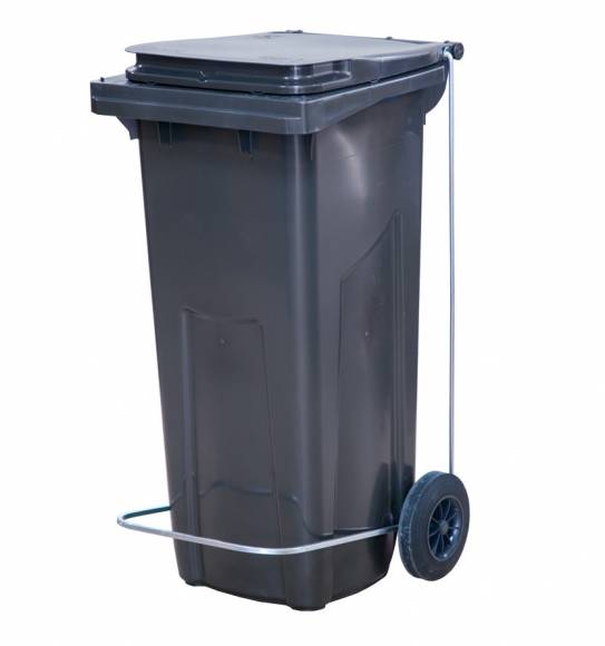 Бак для мусора 120 л. 55*45*96 см. серый, с крышкой на колёсах с педалью 59334 Бак для мусора 120 л. 55*45*96 см. серый, с крышкой на колёсах с педалью 59334