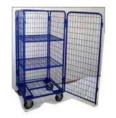 Тележка-стеллаж для белья ТБ12.3 ОЛДАК сетчатый, 3 полки, дверца
