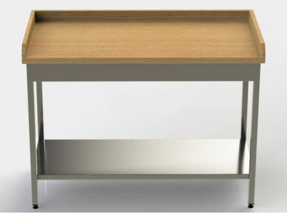 СППМР Стол производственный для мучных работ 1800*900*850мм с полкой, 3-мя бортами