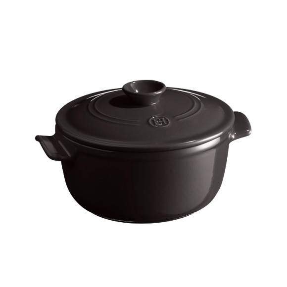 Кастрюля 2,5 л. d=22,0 см. h=15,5 см. с крышкой черная керамика Emile Henry 794525 Кастрюля 2,5 л. d=22,0 см. h=15,5 см. с крышкой черная керамика Emile Henry 794525